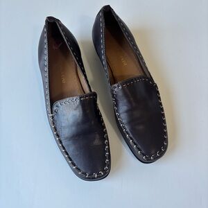 SH3 Enzo Angiolini Brown Genuine Leather Upper Women Loafer 6.5M Casual Academia